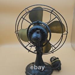 Antique Vintage GE General Electric 4 Brass Blade Oscillating Desk Fan Cast Iron