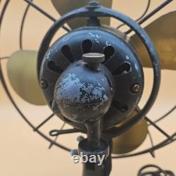 Antique Vintage GE General Electric 4 Brass Blade Oscillating Desk Fan Cast Iron