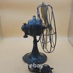 Antique Vintage GE General Electric 4 Brass Blade Oscillating Desk Fan Cast Iron