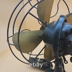 Antique Vintage GE General Electric 4 Brass Blade Oscillating Desk Fan Cast Iron