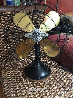 Antique general electric 12 inch brass blade fan three speed works well
