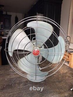 BIG Vintage General Electric Standing Table Fan WORKS GREAT AWESOME SHAPE