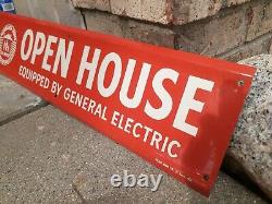 C. 1960s Original Vintage General Electric Sign Metal Stout Sign Co Open House