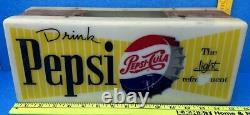 Drink Pepsi Cola Electric Illuminated General Store Ad Sign Vtg READ