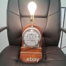 G. E General Electric Type I-50-A Meter Table Lamp Vintage turns when powered on