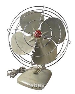 GE Fan General Electric Gray Oscillating Working Vintage 1950's