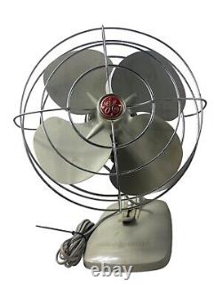 GE Fan General Electric Gray Oscillating Working Vintage 1950's