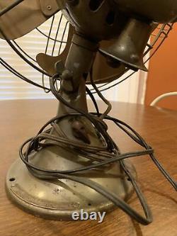 GE Fan Vintage Old Industrial Art Deco Electric 3 Speed Oscillating, Works