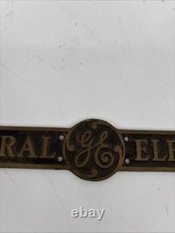 GE GENERAL ELECTRIC BRASS MACHINE EQUIPMENT PLAQUE 12 LOGO SIGN EMBLEM Vintage