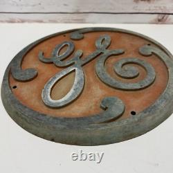 GE General Electric Cast Aluminum Metal Building Plaque Sign Emblem Logo 13 VTG