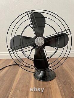 GE General Electric Vintage Restored 4-Blade Oscillating Fan Black