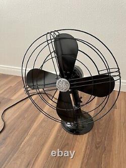 GE General Electric Vintage Restored 4-Blade Oscillating Fan Black