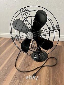 GE General Electric Vintage Restored 4-Blade Oscillating Fan Black