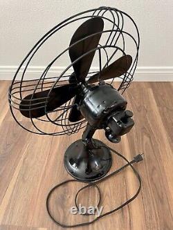 GE General Electric Vintage Restored 4-Blade Oscillating Fan Black