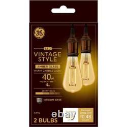 GE Lighting LED Vintage Style Amber Glass 40 Watt ST19 CASE of 20 Bulbs