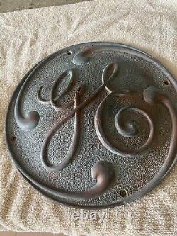 GE Old Embossed Thick Brass Sign Train RR Industrial 9 5 lb GENERAL ELECTRIC Ad