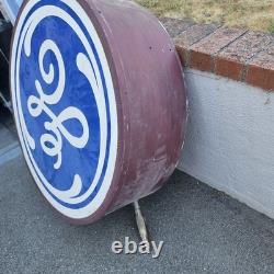 GE Sign 34x12 deep Vintage Original Antique Advertising RARE General Electric