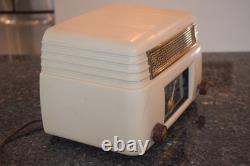 GE Tube Radio 201 Bakelite White Gold AM Vintage General Electric Working