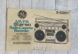 GE Vintage 1984 AM/FM Stereo Radio Cassete Recorder No. 3-5257 Original Box VGUC