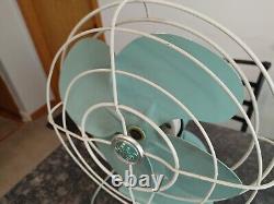 GENERAL ELECTRIC 2 SPEED OSCILATING FAN F15S125 TEAL BLUE GREEN 1950's