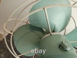 GENERAL ELECTRIC 2 SPEED OSCILATING FAN F15S125 TEAL BLUE GREEN 1950's