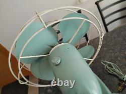 GENERAL ELECTRIC 2 SPEED OSCILATING FAN F15S125 TEAL BLUE GREEN 1950's