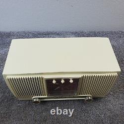 General Electric 573 Tube Radio Clock AM GE Vintage Mid Century MCM White Works