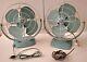 General Electric Fan Vintage Table Desk Aqua Turquoise Blue F11a103 Usa. Pair