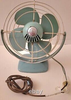 General Electric Fan Vintage Table Desk Aqua Turquoise Blue F11A103 USA. Pair