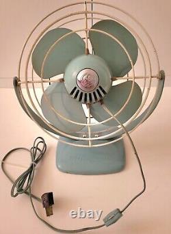 General Electric Fan Vintage Table Desk Aqua Turquoise Blue F11A103 USA. Pair