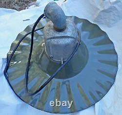 General Electric Light Fixture Service Station Vintage Fluted Pleated Shade