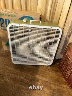 General Electric Motor Lakewood Vintage 70s green box fan Original 3 speed