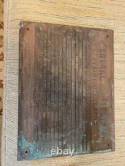 General Electric Old Metal Turbine Generator Steam Turbine Builders Plaque Rare