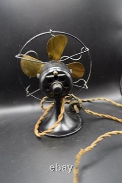 General Electric Series-F 6 Vintage Black 4-Brass Blade Desk Fan 110V
