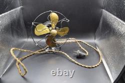 General Electric Series-F 6 Vintage Black 4-Brass Blade Desk Fan 110V