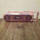 General Electric Sidestep Pink Boombox Battery Stereo Cassette 80's Vintage