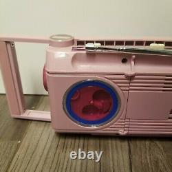 General Electric Sidestep Pink Boombox Battery Stereo Cassette 80's Vintage