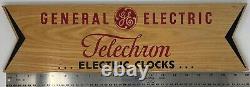 General Electric Telechron Clocks Vintage Wooden Advertising Sign- 1950s motif