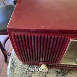 General Electric Tube Radio 548PH Vintage MCM Red Burgundy GE Works