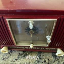 General Electric Tube Radio 548PH Vintage MCM Red Burgundy GE Works