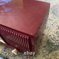General Electric Tube Radio 548PH Vintage MCM Red Burgundy GE Works