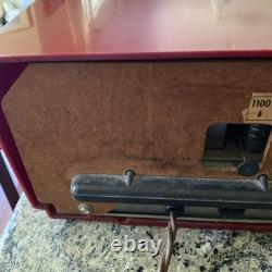 General Electric Tube Radio 548PH Vintage MCM Red Burgundy GE Works