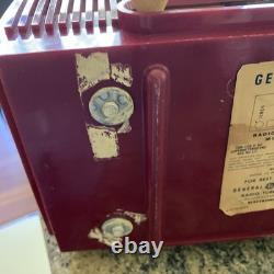 General Electric Tube Radio 548PH Vintage MCM Red Burgundy GE Works