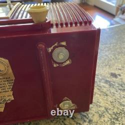 General Electric Tube Radio 548PH Vintage MCM Red Burgundy GE Works