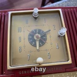 General Electric Tube Radio 548PH Vintage MCM Red Burgundy GE Works