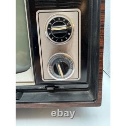 General Electric Vintage Portable TV Wood Grain CRT Model 12XB9112R Retro 1970s