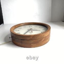 General Electric Wall Clock Red Eye WOOD 1H1312 School Industrial 13 WORKS