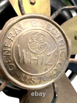 General Electric Whiz Oscillating Fan 9-Inch Brass Blades, Works! SEE VIDEO