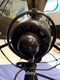 General Electric Whiz Oscillating Fan 9-Inch Brass Blades, Works! SEE VIDEO