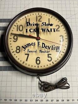 Hand Painted Vintage Funeral Home General Electric 1h1612 Wall Clock Funny